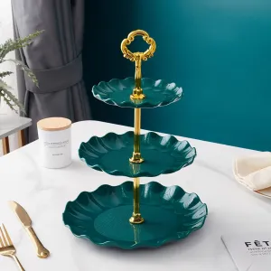 3 Tier Dessert Stand, Plastic Serving Trays Tiered Afternoon Tea Stand Fruit Plate Cup Cake Holder Snack Candy Display Tower for Wedding Birthday Party Tea Party New Year