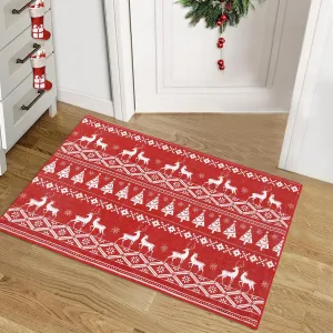 8x10 Christmas Area Rug Christmas Tree and Deer Pattern Boho Floor Cover Machine Washable Indoor Carpet Rug Decorative Non Slip Accent Rug for Kitchen Bathroom Living Room Bedroom