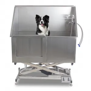 50” Dog Washing Station Electric Height Adjustment, Stainless Steel Dog Bathtub with Soap Box, Faucet, Professional Dog Bathing Station for Multiple Pets