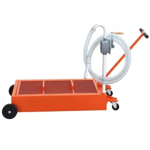 25 Gallon Waste Oil Drain Tank Low Profile with Wheels Steel Durable Mesh Grille for Garage Workshop