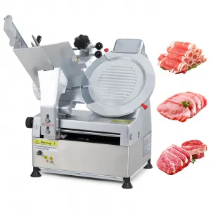 550 Watts Automatic Meat Slicer, 12" Carbon Steel Blade, Adjustable 0-14mm Thickness, Deli Food Slicer for Meat, Cheese, and Bread - Perfect for Home Use