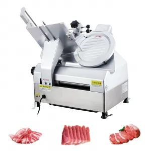 Automatic Meat Slicer, 550 Watts Deli Slicer with 12.6" Carbon Steel Blade, Professional Double-motor Meat Slicer Machine with Adjustable Thickness From 0～15mm for Commercial Use