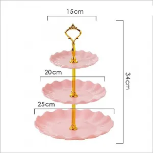 3-tier Cupcake Stand Fruit Plate Holder Desserts Snack Candy Buffet Stand Tower For Christmas Wedding Party