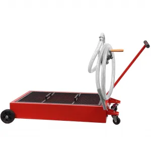 25 Gal Hand Pump Oil Drain Pan with 95L Low Profile Oil Drain Pan - Red