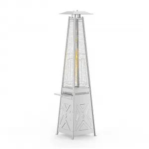 Outdoor Gas Patio Heater, 2-in-1 Patio Propane Heater with Removable Table Patio Propane Cover, Heater, Wheels, Ground Pegs