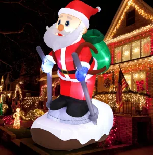 9.25 FT Christmas Inflatables Outdoor Decorations,Giant Inflatables Santa Claus with Gifts Sled,Built-in LED Lights Holiday Blow Up Yard Decoration for Indoor,Outdoor,Yard, Holiday