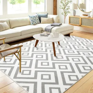 Runner Rug Carpet Runners 2x6 Entry Rug Washable Non Slip Throw Rugs for Bedroom Contemporary Accent Rug Grey Rug for Living Room Modern Rug Soft Geometric Entryway Indoor Rug 2'x6' Light Grey