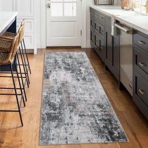 Washable Runner Rug Modern Abstract Area Rug, Foldable Soft Indoor Carpet with Non-Slip Backing Low Pile, Non-Shedding Floor Mat for Living Room Bedroom Dining Room Office, 2x6