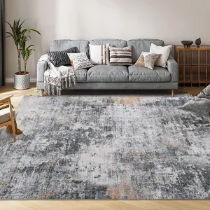 Washable Area Rug Modern Abstract Rug, Foldable Soft Indoor Carpet with Non-Slip Backing Low Pile, Non-Shedding Floor Mat for Living Room Bedroom Dining Room Office, 3x5