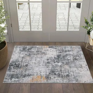 Washable Area Rug Modern Abstract Rug, Foldable Soft Indoor Carpet with Non-Slip Backing Low Pile, Non-Shedding Floor Mat for Living Room Bedroom Dining Room Office, 2x3