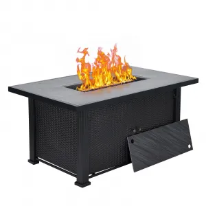 52" 2-in-1 Propane Fire Pit Table - 50,000 BTU Outdoor Gas Fire Pit with Waterproof Cover, Tabletop & Separate Storage for Patio