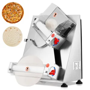 Commercial Pizza Dough Roller Sheeter, Max 12", Automatic 370W Electric Pizza Dough Roller, Stainless Steel, Suitable for Noodle, Pizza Bread and Pasta Maker Equipment
