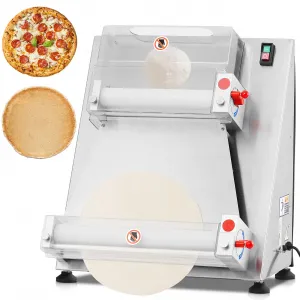 Commercial Pizza Dough Roller Sheeter, Max 16", Automatic 370W Electric Pizza Dough Roller, Stainless Steel, Suitable for Noodle, Pizza Bread and Pasta Maker Equipment
