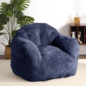 Bean Bag Chair with Filler, 39” Giant Bean Bag Sofa for Adults Kids, Soft Cozy Large Beanbag Sofa Chair with Armrests for Living Room Bedroom, Navy