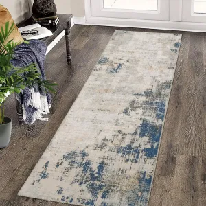 Runner Rug 2x6 Washable Modern Abstract Hallway Runner, Non-Slip Stain Resistant Area Rug Contemporary Kitchen Mat Entryway Carpet Runner for Doorway Bedside, Blue/Yellow