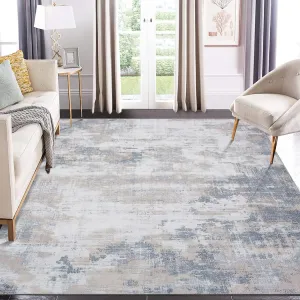 8x10 Area Rug Machine Washable Modern Stain Resistant Non-Slip Floor Cover Foldable Accent Rug for Living Room Bedroom Home Decor Grey/Taupe