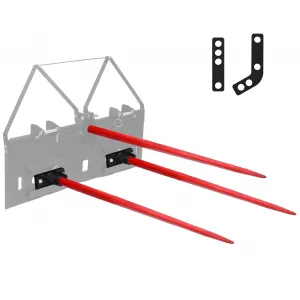 Hay Spear 49" 3Pcs Bale Spear with Short Slide, Quick Attach Square Hay Bale Spears 3600 lbs Capacity, Bale Hay Spike for Kubota Bobcat Buckets Tractors Loaders (Not Include Skid Steer Mount Plate)