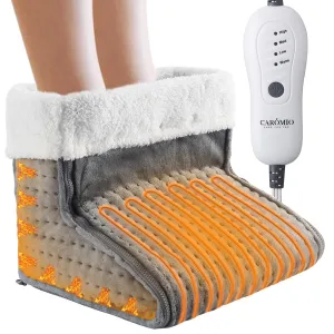 Electric Heated Foot Warmer Under Desk, Fast Heating Pad for Feet, Detachable Zipper Design for Full Body Pain Relief, Soft Flannel, Auto Off & 4 Temperature Settings (Gray, 13"×12"×10")