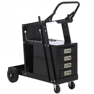 Welding Cart, 220 lbs Welder Cart with Wheels, 3-Tier Welding Carts for TIG MIG Welder and Plasma Cutter - With 4 Drawers