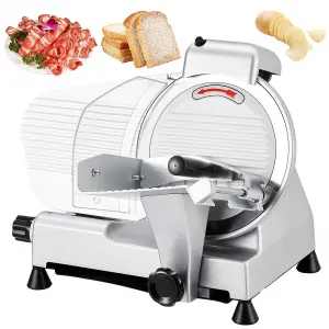 Commercial Meat Slicer, 240W Frozen Meat Cheese Deli Slicer with 10" Stainless Steel Removable Blade, 0-13mm Adjustable Thickness for Commercial and Home Use