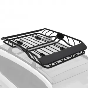 63x43 Inch Roof Rack Basket, Heavy Duty Steel Basket Universal Rooftop Cargo Carrier, 300Lbs Load Roof Basket for SUV Pick Up Truck Cars