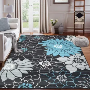Area Rug 5x7 Rug Washable Large Rug Boho Bedroom Rug Soft Rug Modern Floral Print Carpet Stain-Resistant Non-Shedding Rug Living Room Dining Room Kitchen Farmhouse,4x6