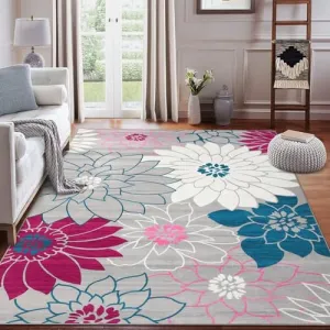 Boho Area Rug 5x7 Washable Rug Modern Floral Rus Large Bedroom Rug Soft Non Slip Dining Room Mat Boho Throw Rugs Floor Carpet for Guest Room Nursery,5x7