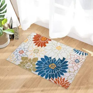Small Area Rug 2x3 Modern Floral Area Rug Washable Kitchen Rug Soft Non-Slip Low Pile Front Door Rug Non Shedding Throw Entry Rugs for Entrance, Cream