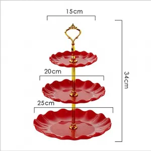 Candy Buffet Stand Tower For Christmas Wedding Party red 3-tier Cupcake Stand Fruit Plate Holder Desserts Snack