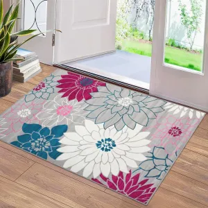 Washable Area Rug 2x3 Entry Rug Soft Modern Floral Carpet Small Rugs Non Slip Door Mat Boho Rug Moroccan Accent Throw Rug Floor Carpet for Bedroom Kitchen Entryway Bathroom