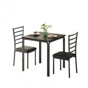Small Square Dining Table Set for 2, Space Saving Wood Dinette with Upholstered Seats, Ideal for Kitchen, Dining Room, Home Office, Black