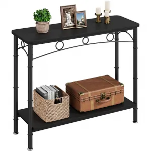 Retro Console Table 41.3” L x 11.8" W x 31.8" H + Elegant Vintage Design + MDF and Metal + 2 Tier Storage + Behind Couch Table for Living Room, Entryway, Hallway