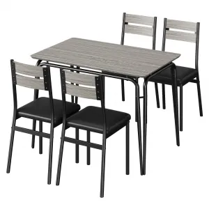 Modern Dining Table and Chair Set with for Rectangle Wood Table and 4 Upholstered Seats, Grey