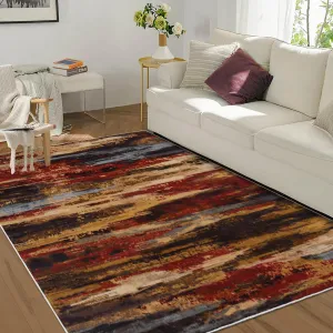 9x12 Rug for Bedroom RedRug for Living Room Large Area Rug Non Slip Modern Rug Abstract Floor Mats Throw Rugs for Dining Room Stain Resistant No Shedding Classroom Rug 9'x12'