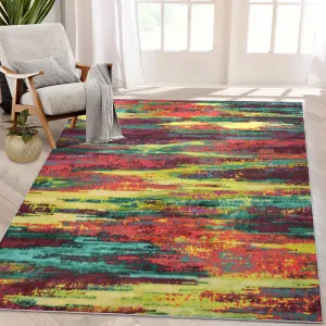 Washable Rug 5x7 Area Rugs for Bedroom Rug for Living Room Flannel Soft Carpet Non Slip Modern Rug Abstract Floor Mats Throw Rugs for Dining Room Stain Resistant No Shedding Classroom Rug 5'x7'