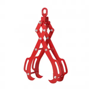 36In Log Lifting Tongs with 4 Claw Timber Grabbler, 360° Swivel, Heavy-Duty Steel, Anti-Slip, Adjustable 3-32 Inch Opening, For Tractors & Firewood
