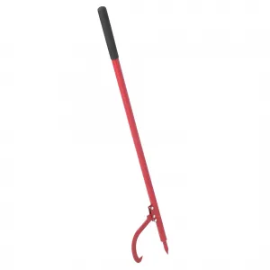 60in Steel Cant Hook for Logs, Rubber Grip, Adjustable Hook, Log Roller Tool for Sawyers, Loggers, Wood Workers, Firewood Enthusiasts, Red