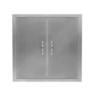 BBQ Access Door Grill Door Double Door Brushed Stainless Steel Outdoor Kitchen Doors - 24 x 17 Inch