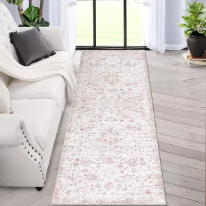 Runner Rug Entry Rug Carpet Runners for Hallway 6ft Non Slip Bathroom Rugs Washable Rugs Boho Rug Oriental Rug Throw Rugs Stain Resistant Area Rugs Entryway Rugs Indoor Rug 2'x6' Pink