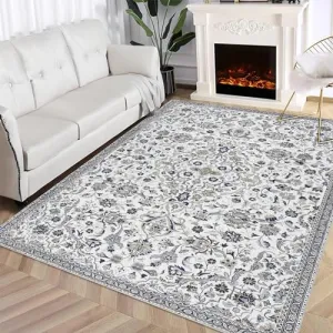 5x7 Area Rugs for Bedroom Washable Rugs Boho Rug for Bedroom Vintage Rug Non Slip Carpet Floral Throw Rugs Stain Resistant Office Rug Classroom Rug 5'x7' Multi