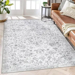 Large Rug 6x9 Washable Ultra Soft Rugs Non Slip Low Pile Carpet Large Living Room Rug for Farmhouse Nursery Bedroom Office, Grey
