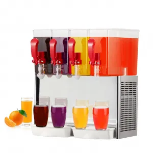 40L (10.56 Gallon) Commercial Juice Dispenser, 4 Tanks 380W, Stainless Steel Beverage Dispenser for Tea, Drink