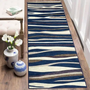 Runner Rug 2x6 Blue Rug Washable Rugs Runners for Hallways Abstract Rugs for Bedroom Non Slip Kitchen Mat with Rubber Backing Modern Area Rug Indoor Mats for Front Door Entry Living Room 2'x6'