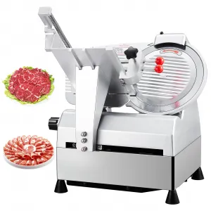 Automatic Meat Slicer, 550W Commercial Deli Slicer with 10" Stainless Steel Removable Blade, 0-17mm Adjustable Thickness for Cheese Bread Slicer