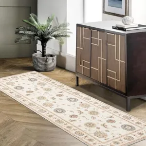 2x6 Runner Rug Long Hallway Runner Rug Washable Indoor Area Rug Non-Slip Kitchen Runner Rug Boho Rug Vintage Rug Bohemian Area Rug for Living Room Bedroom Kitchen Nursery, Ivory/Yellow 2' x 6'