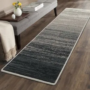 Modern Geometric Black Runner Rug 2x6 Non-Slip Polypropylene with Jute Backing, Low Pile, Easy Maintenance, Ideal for High-Traffic Areas