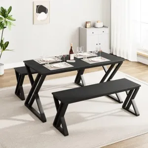 Kitchen Table Set for 4-6 with Sturdy Metal Frame + Space-Saving Design + Waterproof MDF + Versatile Use + Easy Assembly