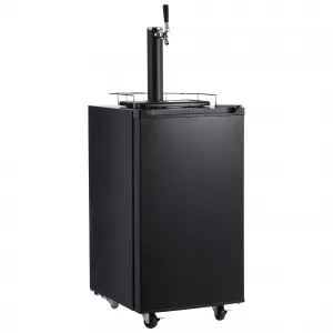 Kegerator and Keg Beer Cooler, Single Faucet Draft Beer Dispenser, Full Size Keg Refrigerator With Shelves, Stainless Steel, Drip Tray & Rail