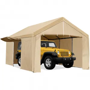 13'x20' Heavy Duty Carport, Car Canopy Storage Shed, Portable Garage Party Tent with Removable Sidewall & Door for Truck, Yellow