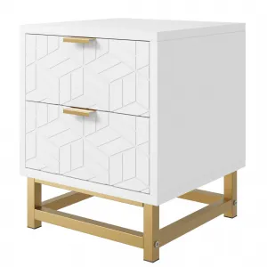 White Dresser for Bedroom, Small 2 Drawer Dresser for Bedroom, Modern Nightstand for Bedroom, End Table with Drawer for Living Room, Hallway, Entryway